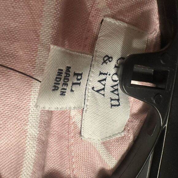 NEW Crown & Ivy Pink White Striped Oxford Button Front Shirt Petite Large PL - Picture 4 of 5